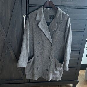 Smythe Paris Taupe Charcoal Double-Breasted Oversized Pea Coat